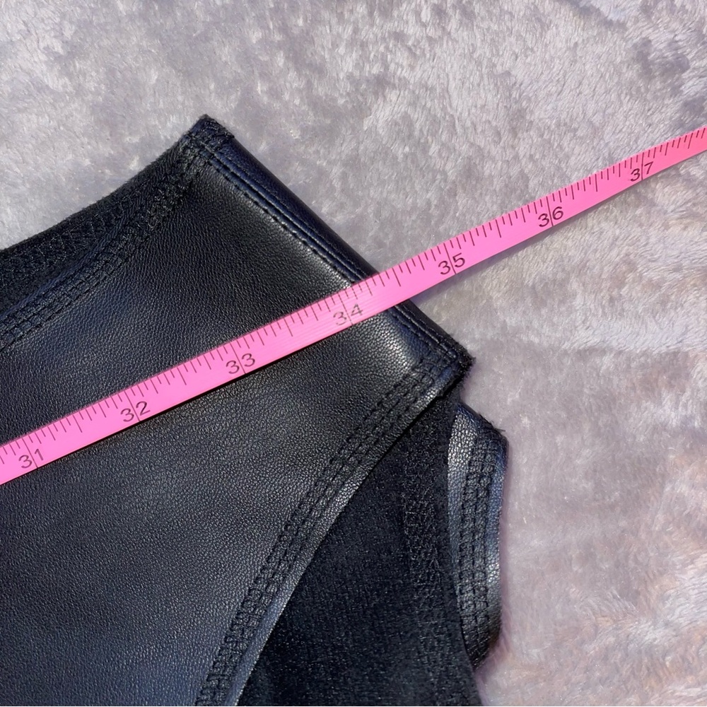 Black Zara Basic Elegant Midi Sleeveless Leather Dress - Picture 11 of 11